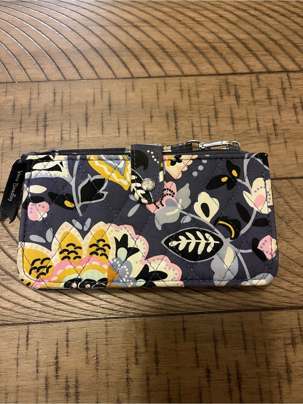 Vera Bradley Quilted Floral Wallet - Navy, Yellow, Pink